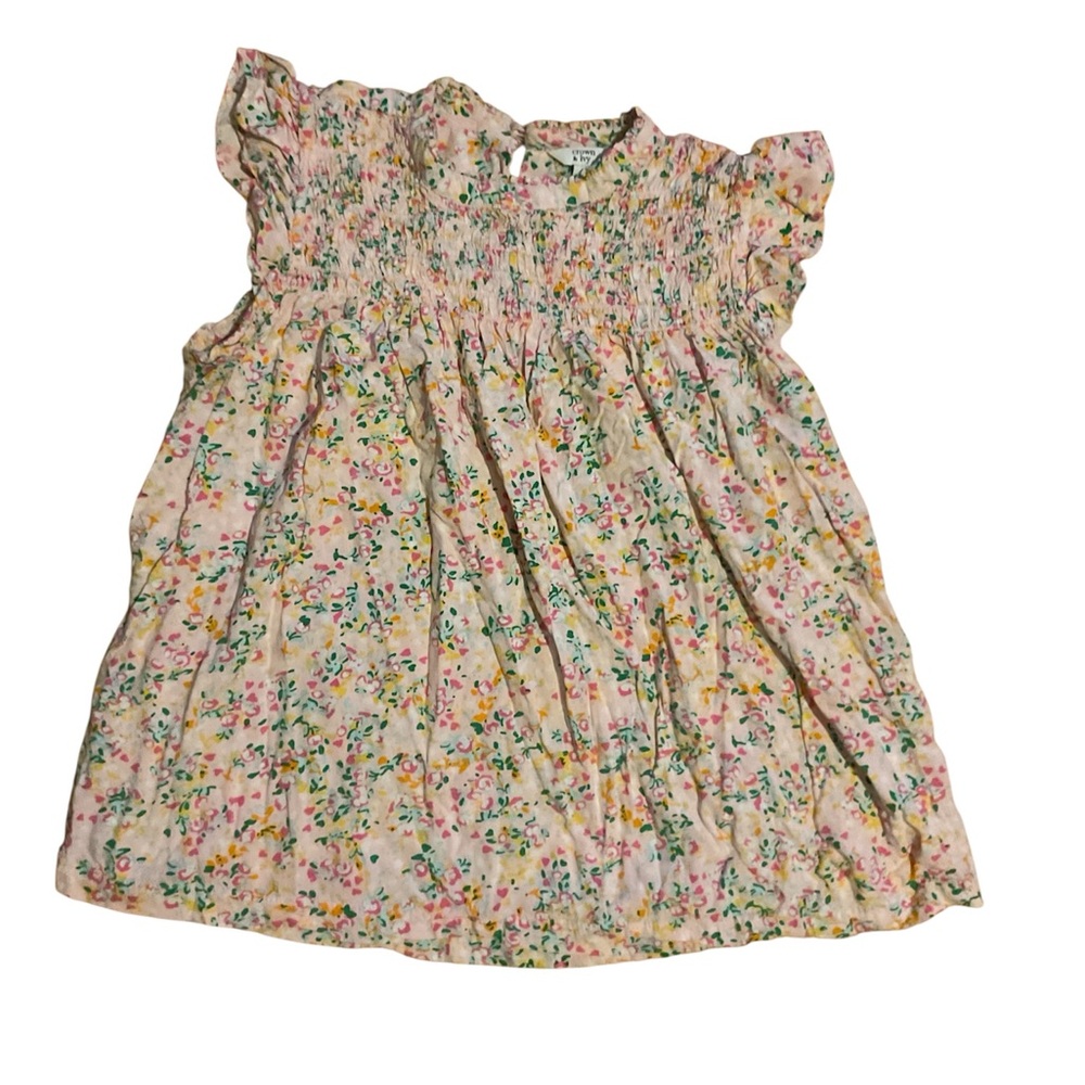 crown & ivy Floral Ruffle Blouse - Pink smocked flowy fairycore